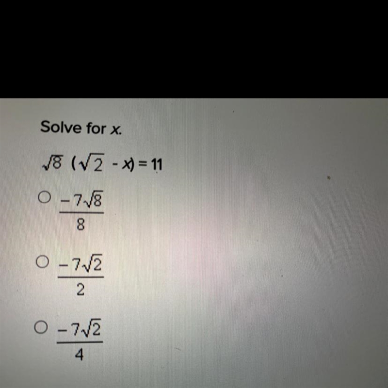 Solve for x. Sqrt8 (Sqrt2 - x) = 11-example-1