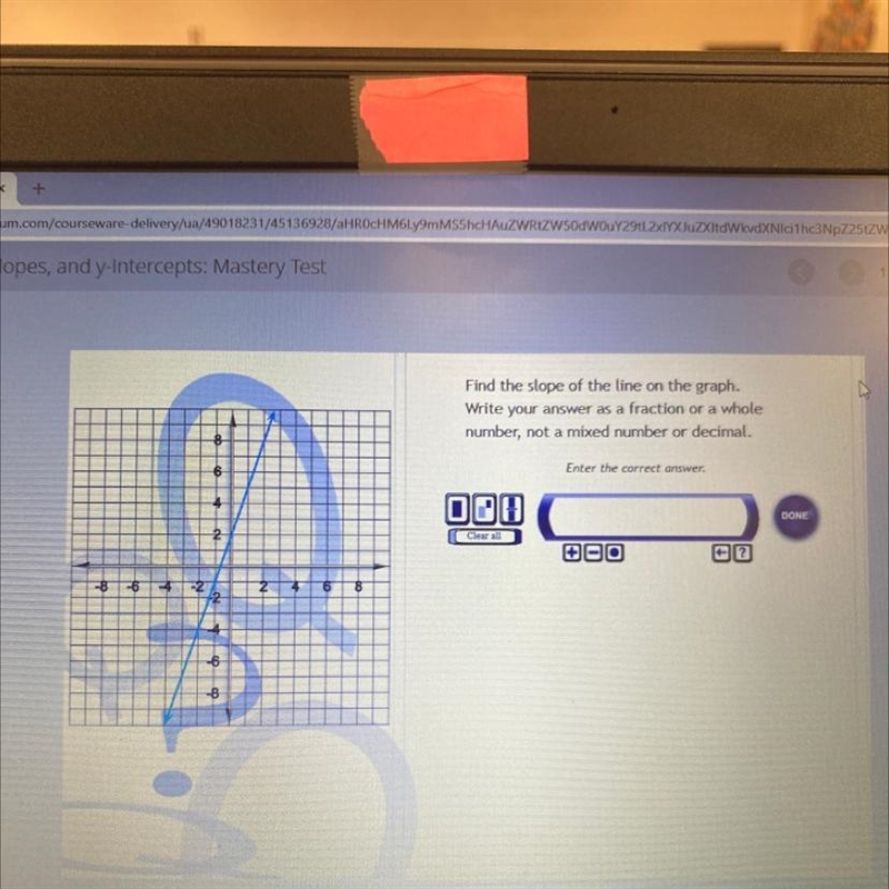 Find the slope of the line on the graph. Write your answer as a fraction or a whole-example-1