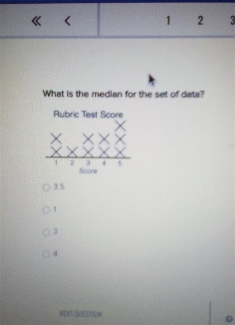 What is the median for the set of data 3.5 1 3 4​-example-1