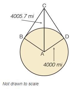 You are in an airplane 5.7 miles above the ground. What is the measure of BD⌢, the-example-1