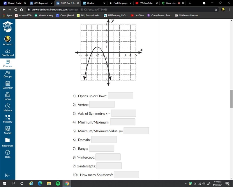 Find the properties of each Quadratic Function-example-1