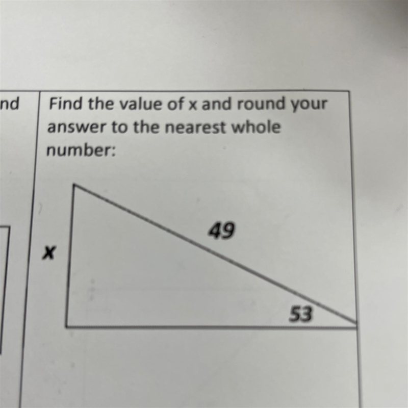 Find the value of x and round your answer to the nearest whole number-example-1