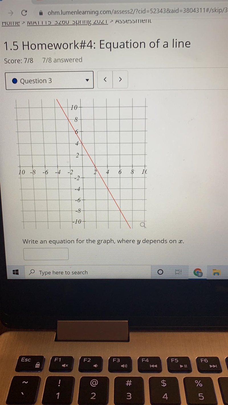 Write an equation for the graph, where y depends on x .-example-1