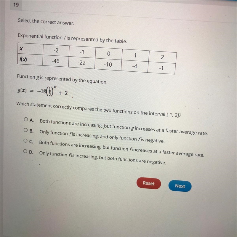 Which statement correctly compares the two functions on the interval [-1,2]?-example-1