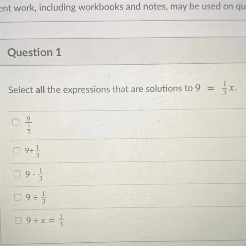 Select all the expressions that are solutions to 9 = 1/3x-example-1