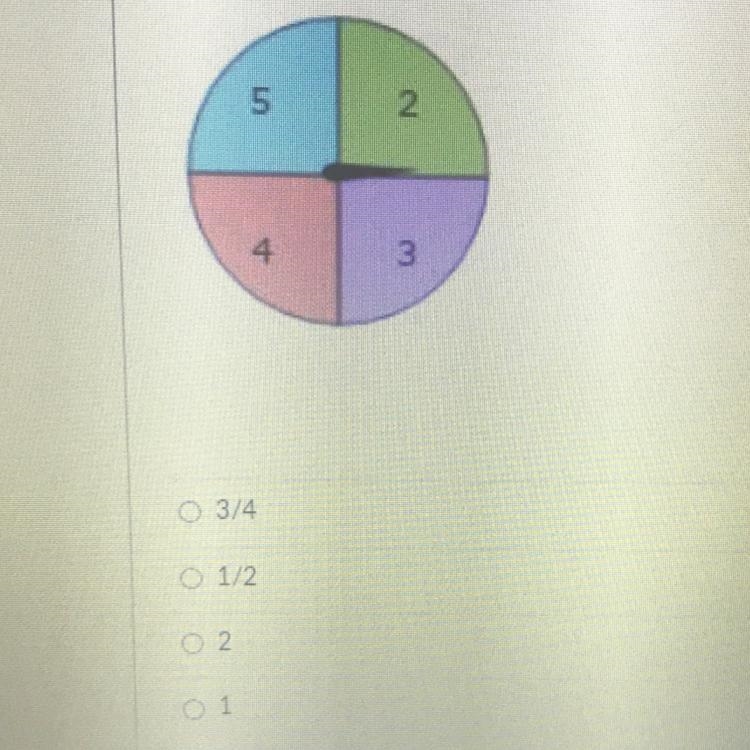 You spin the spinner below once: what is the P(getting a number less than 5)?-example-1