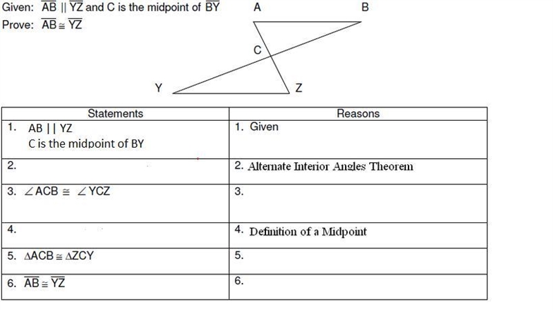 GEOMETRY PROOFS: Type your answer in the following format. Statement 2: Reason 3: Statement-example-1