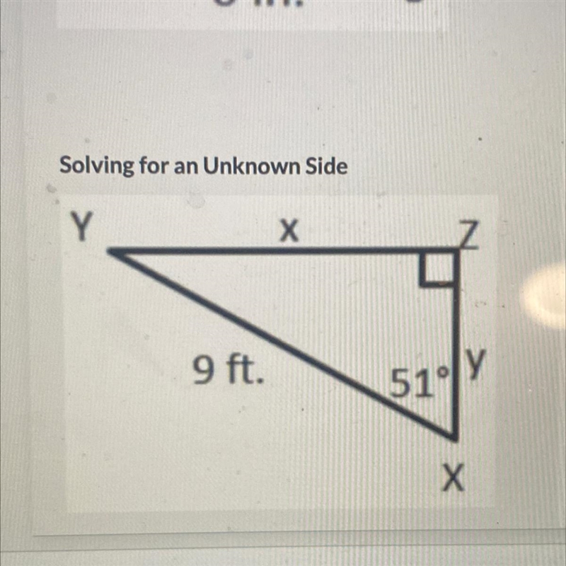 Find the length of side y. y=_ft-example-1