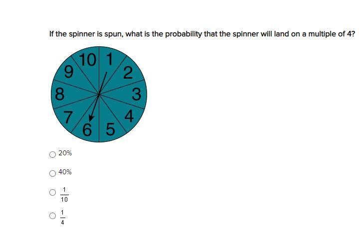 If the spinner is spun, what is the probability that the spinner will land on a multiple-example-1