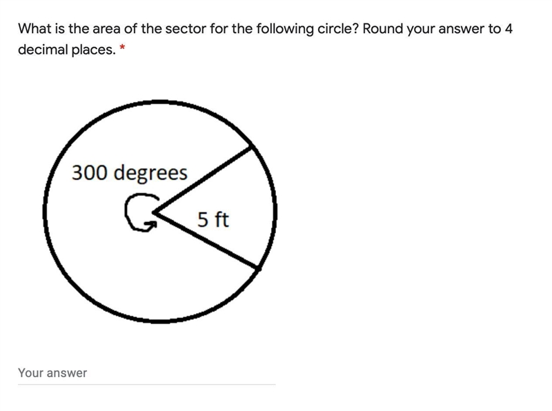 What is the area of the sector for the following circle? Round your answer to 4 decimal-example-1