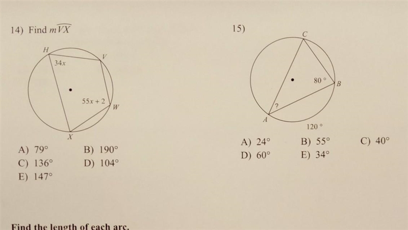 NO LINKS. Find the measure of the angle or arc indicated. Part 2 ​-example-1