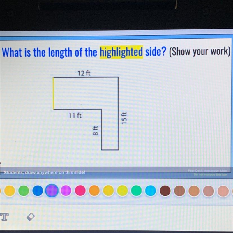 Help please! What is the length of the highlighted side? (Show work)-example-1