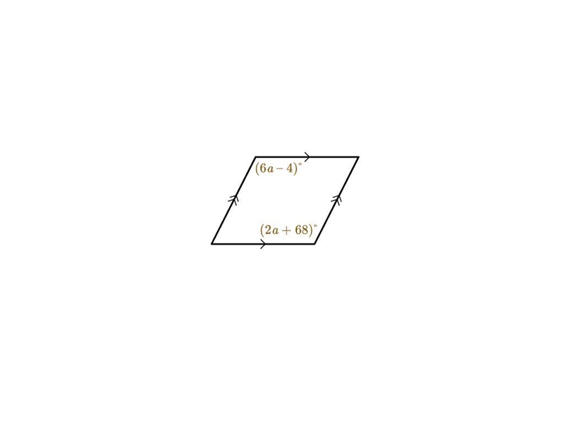 Find the value of a in the parallelogram. An unlabeled parallelogram has one angle-example-1