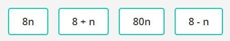 Which answer choice shows an expression meaning 8 times a number?-example-1