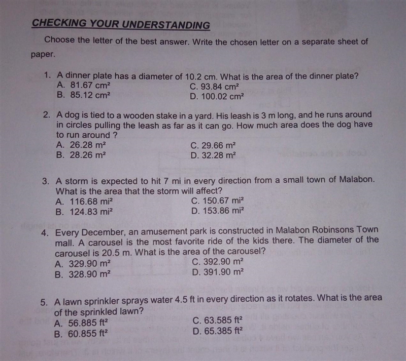 CHECKING YOUR UNDERSTANDING Choose the letter of the best answer. Write the chosen-example-1