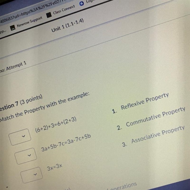 Match the Property with the example:-example-1