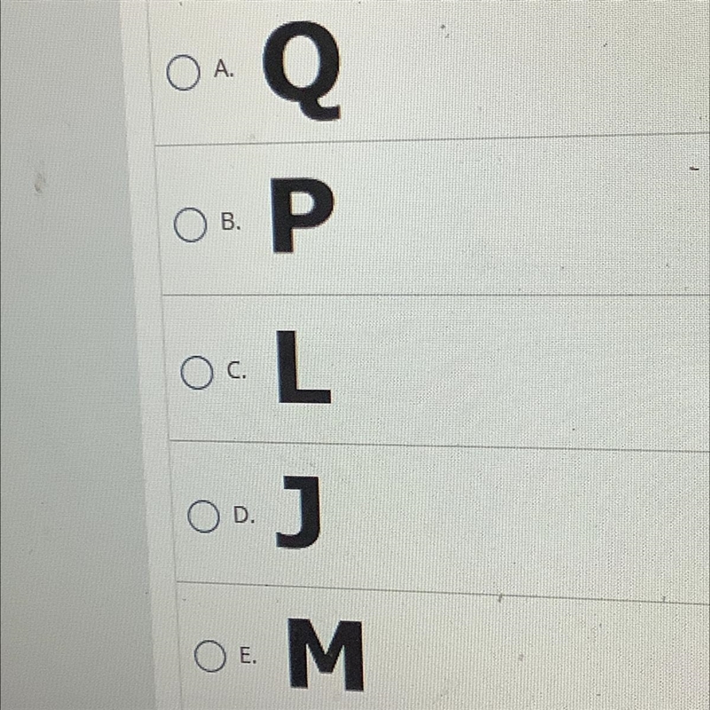 Which letter has line symmetry?-example-1