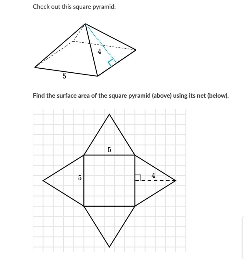 Find the surface area of the square pyramid using its net-example-1