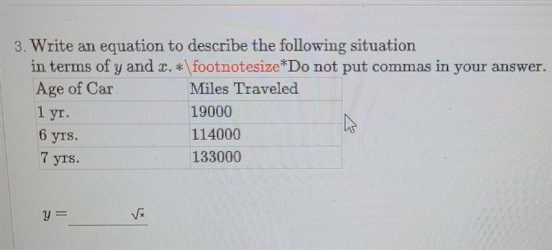 Write an equation to describe the following situation in terms of Y and X ​-example-1