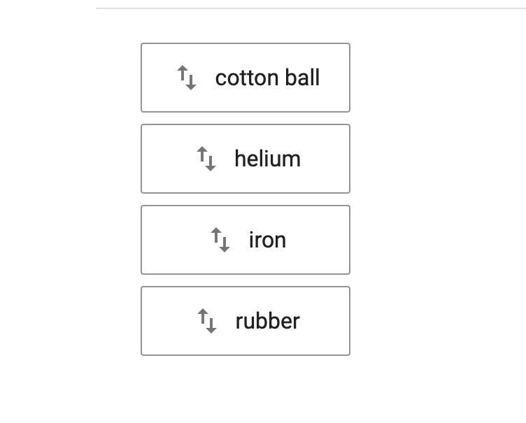 Put these substances in order of density with the most dense first and the least dense-example-1