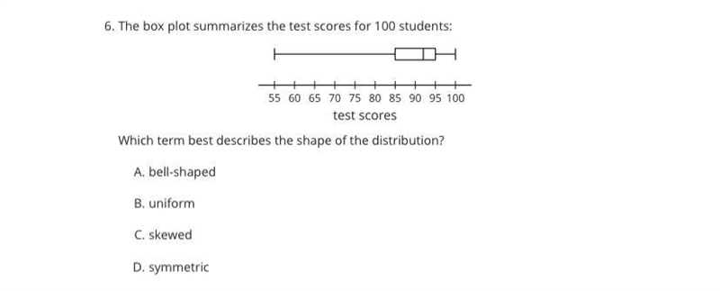 The box plot summarizes the test scores for 100 students, I need help please-example-1