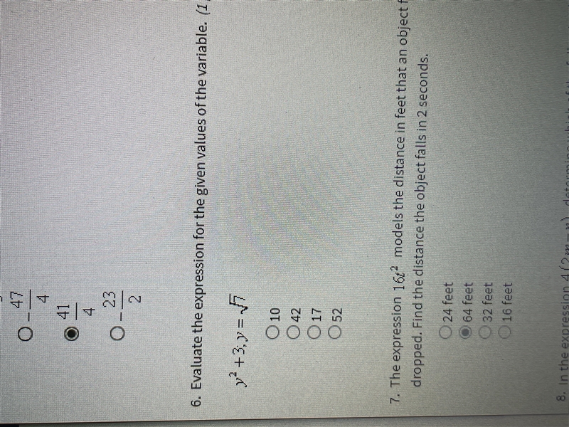 Evaluate the expression for the given values of the variable.-example-1