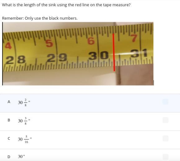 What is the length of the sink using the red line on the tape measure?-example-1