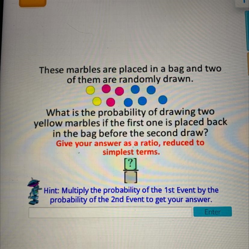 These marbles are placed in a bag and two of them are randomly drawn. What is the-example-1