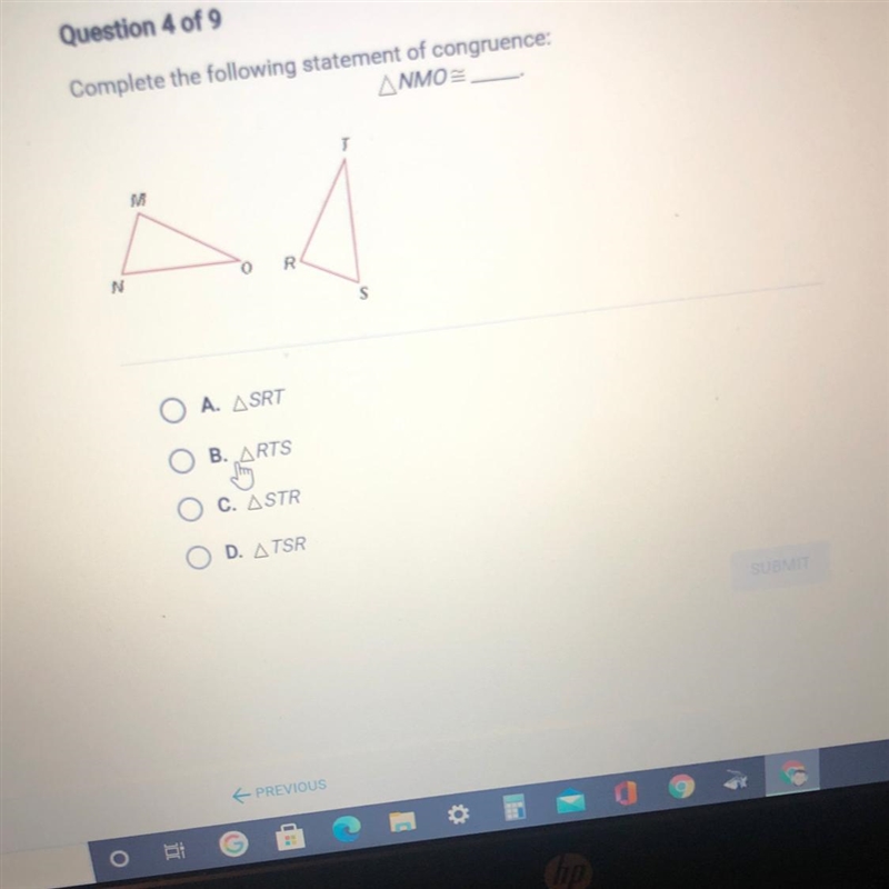 Complete the following statement of congruence: ANMO-example-1