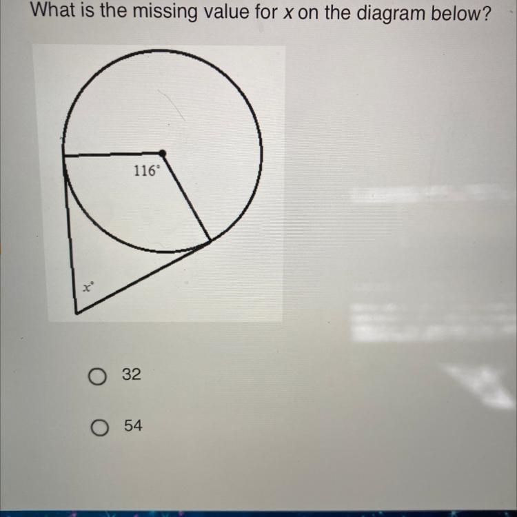 What is the missing value for x on the diagram below? 116-example-1