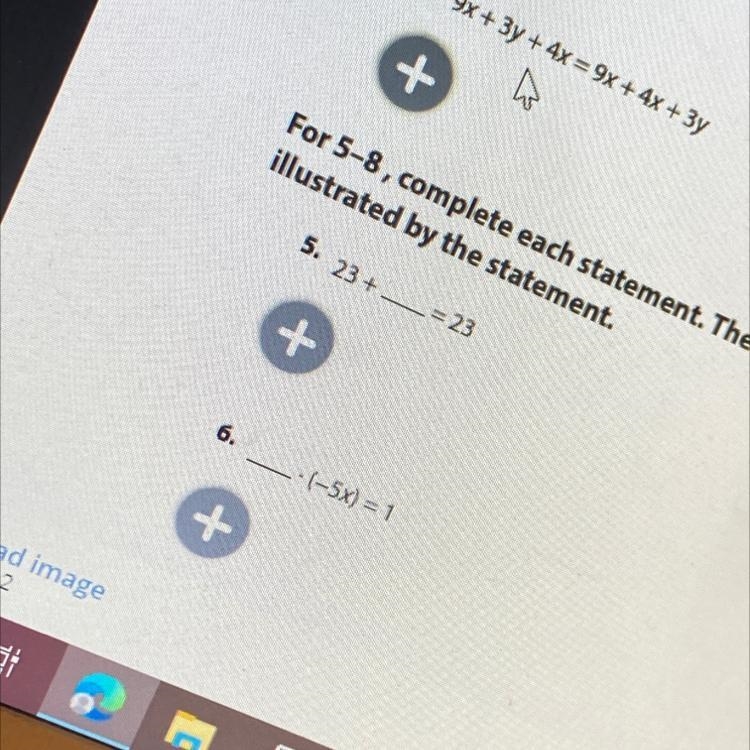 Can someone help please with number 6 complete the statement then state the property-example-1