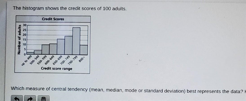 Mean, median, mode or standard deviation best represents the data​-example-1