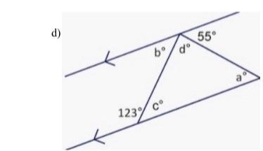 Please help this is due today! Calculate the unknown missing angle measures. Do not-example-1