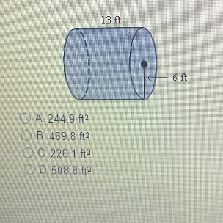 Find the lateral surface area of the cylinder. Round your answer to the nearest tenth-example-1