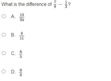 What is the difference?: 7/8 − 1/3-example-1