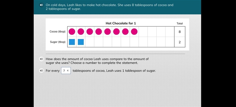 PLEASE ANSWER AS SOON AS YOU SEE THIS On cold days Leah likes to make hot chocolate-example-1