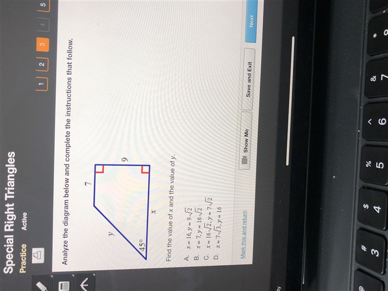 Find the value of x and the value of y-example-1