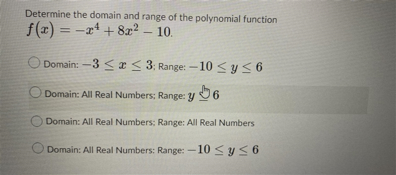 Determine the domain and range of the polynomial function-example-1