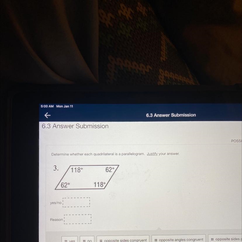 Determine whether each quadrilateral is a parallelogram. Justify your answer. Yes-example-1