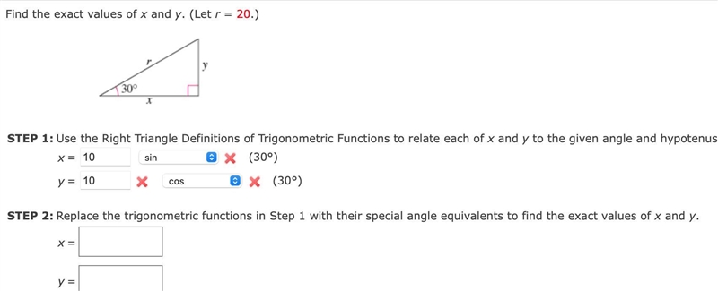 Find sides of a triangle with only the hyp and angles? I'm really confused-example-1