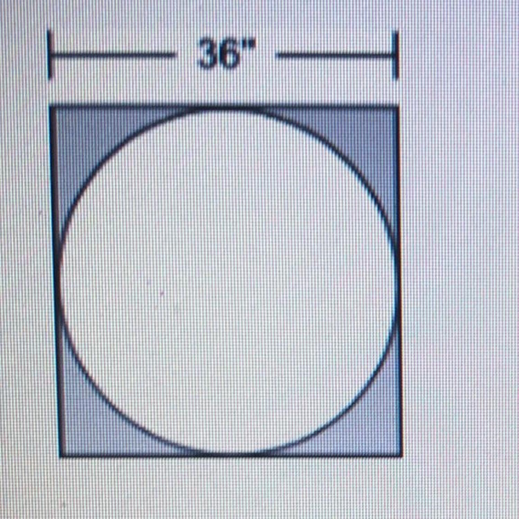 A circle is cut from a square piece of cloth, as shown. How many square inches of-example-1