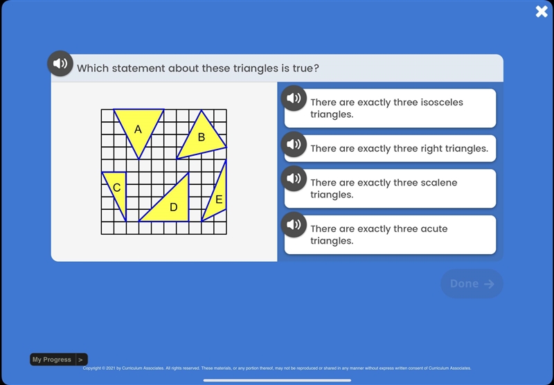 Which statement about these triangles is true?-example-1