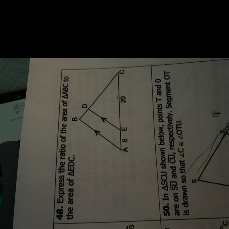 Express the ratio of the area of triangle abc to the area of triangle edc-example-1