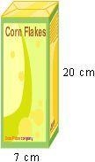 A box of corn flakes has a square base with sides that measure 7 centimeters in length-example-1