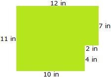 What is the area of the object above? A. 120 sq in B. 132 sq in C. 124 sq in D. 46 sq-example-1