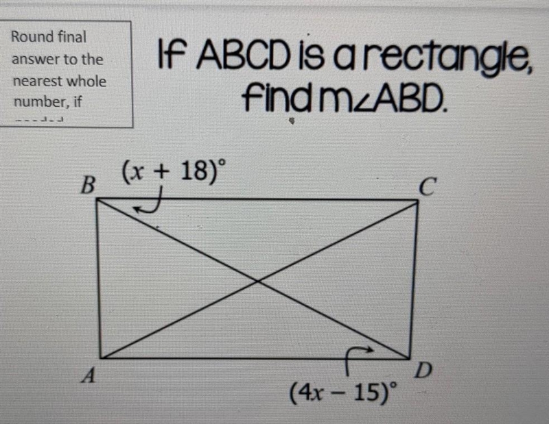 If ABCD is a rectangle find angle ABD​-example-1