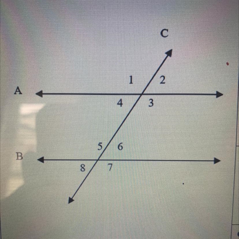 Find the measure of angle 5 if the measure of angle 7 is 115 degrees-example-1