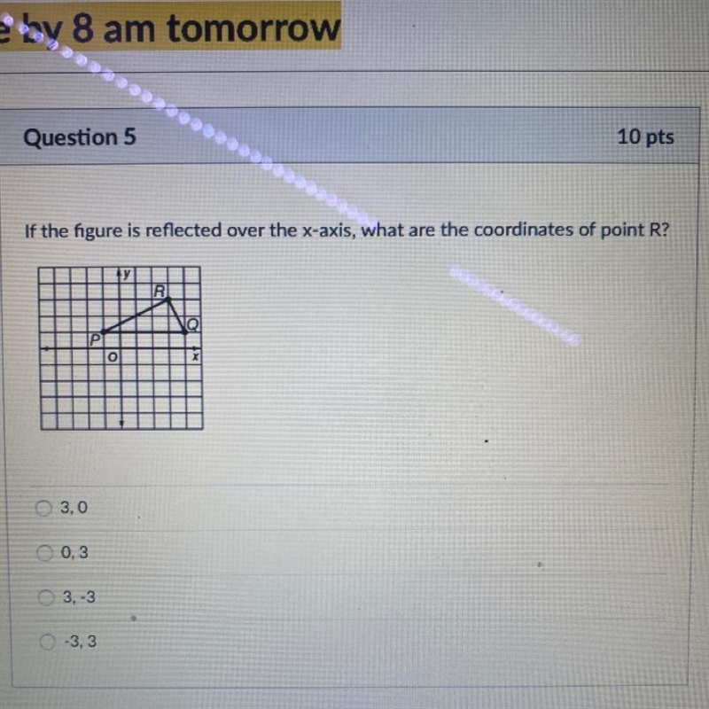 If the figure is reflected over the x-axis, what are the coordinates of point R?-example-1