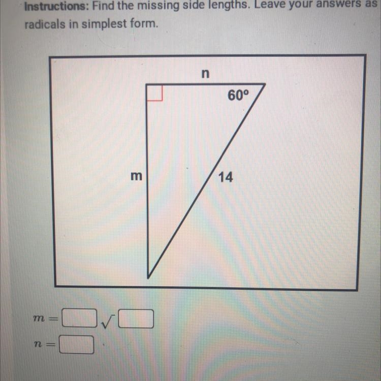 Find the missing side lengths leave your answer as a racials simplest form-example-1