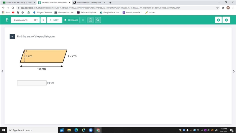 Find the area of the parallelogram.-example-1